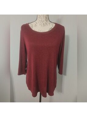 Women's Silverwear Burgundy Long Sleeve Tunic Split Side Style Top M